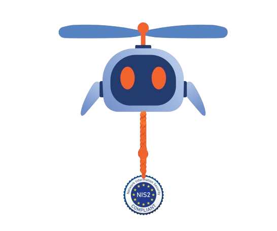 Maiky holding NIS 2 badge